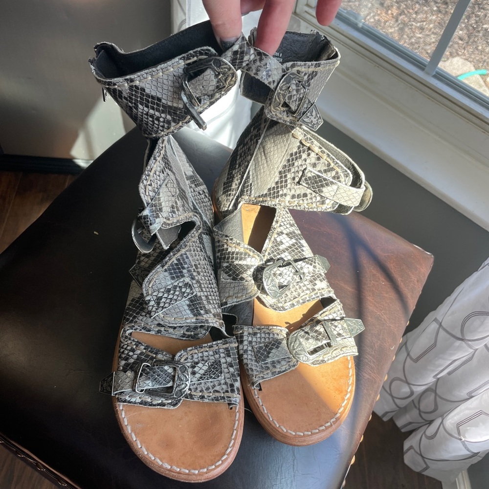Freebird Cleopatra Python leather gladiator sandal